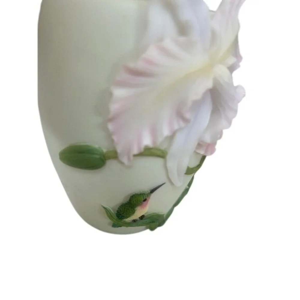 Floral Orchid and Hummingbird 3D Accent‎ Lamp Night Light Warm Glow Pink Green